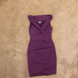 Purple V-neck cocktail dress